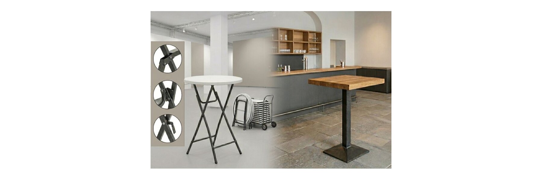 How stable are folding high tables compared to fixed models? - 