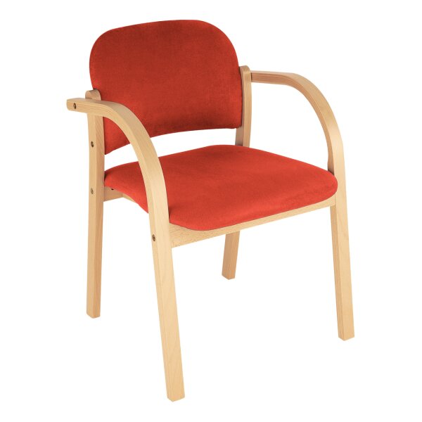 Stackable chair Lisa with armrest beech / orange