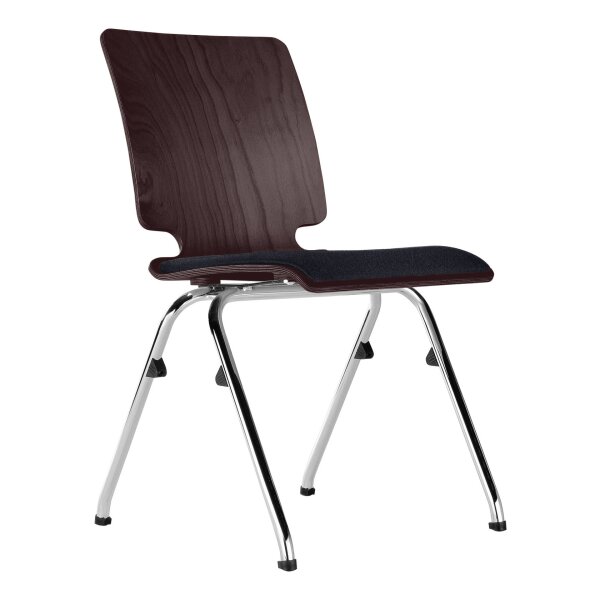 Stacking chair Warschau with seat upholstery chrome / walnut / anthracite
