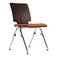 Stacking chair Warschau with seat upholstery chrome / walnut / orange