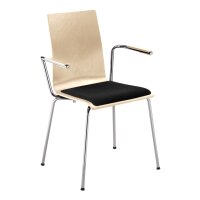 Stacking chair Oslo with armrest and seat upholstery chrome / beech / black
