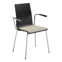 Stacking chair Oslo with armrest and seat upholstery chrome / black / grey