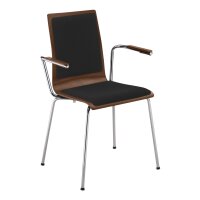Stacking chair Oslo with armrests and full upholstery chrome / walnut / black