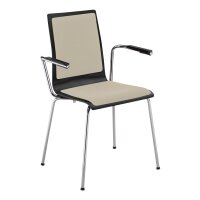 Stacking chair Oslo with armrests and full upholstery chrome / black / grey