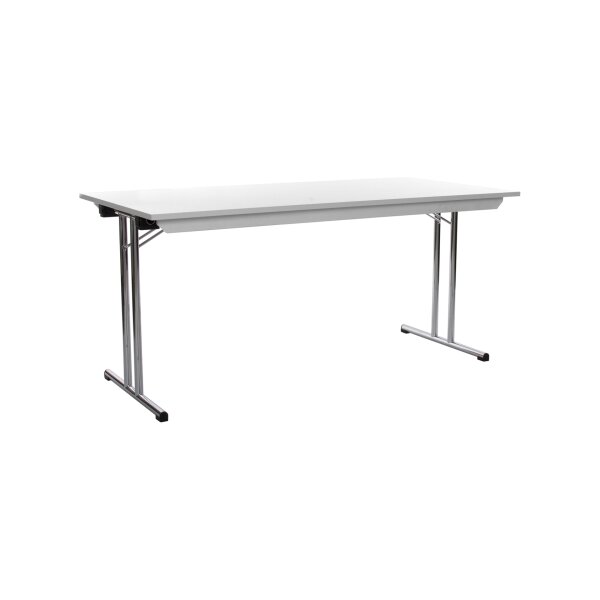 Folding table T Frame 120x80cm chrome / melamine / white edge 3mm