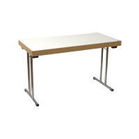 Folding table T-Frame 120x80cm chrome/HPL/white - edge 72mm