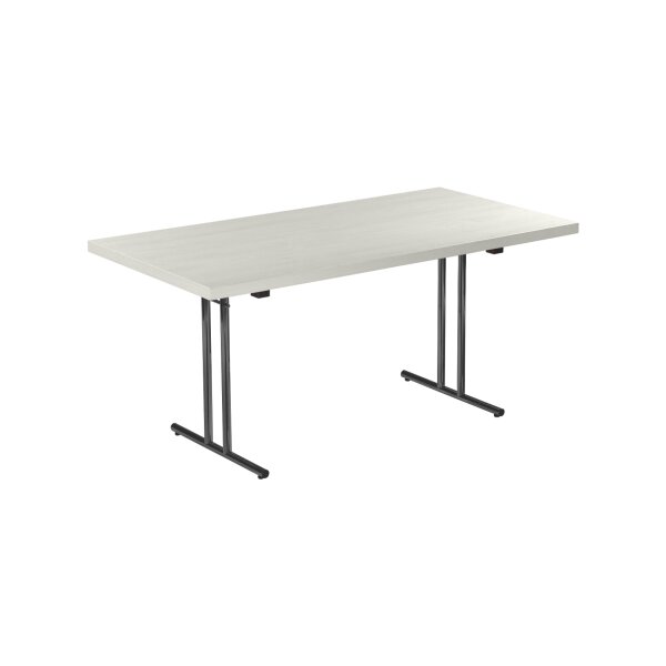 Folding table T Frame 120x80cm black / melamine / white edge 38mm