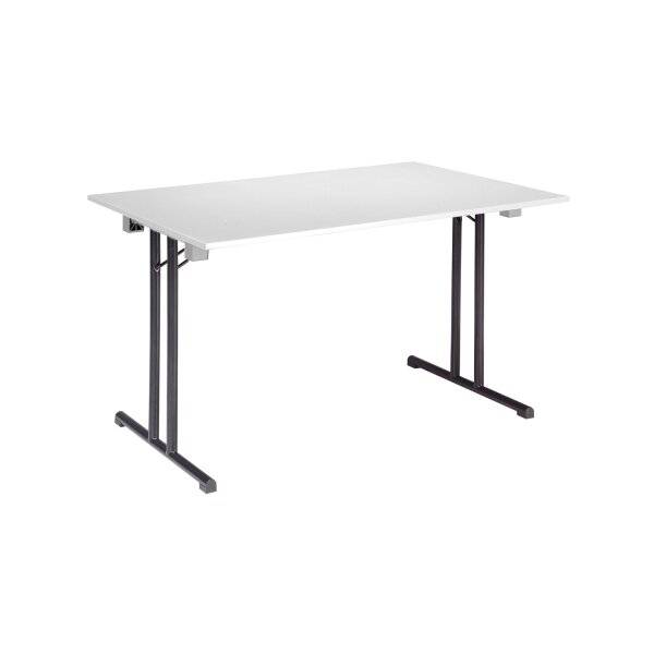 Folding table T Frame 120x80cm black / melamine / white edge 3mm