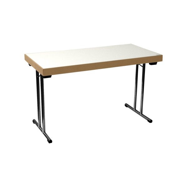 Folding table T-Frame 120x80cm black/HPL/white - edge 72mm
