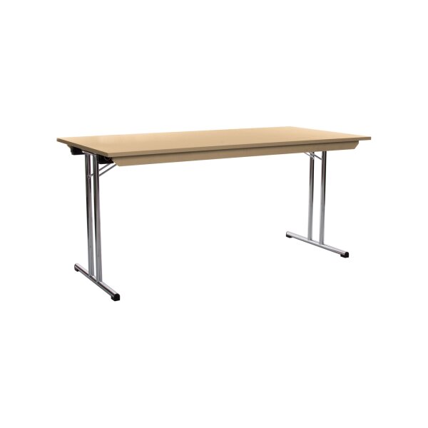 Folding table T Frame 140x70cm chrome / HPL / maple edge 3mm