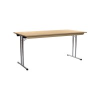Folding table T Frame 140x70cm chrome / HPL / maple edge 3mm