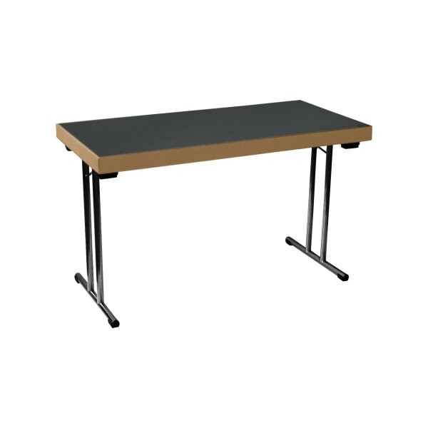 Folding table T-Frame 140x70cm black/melamine/anthracite - edge 72mm