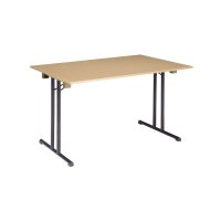 Folding table T Frame 160x80cm Black / HPL / maple - edge 3mm