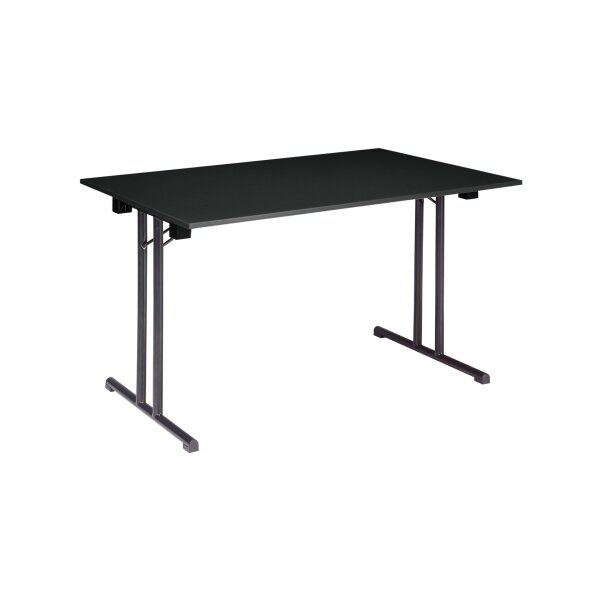 Folding table T Frame 160x80cm Black / HPL / anthracite - edge 3mm