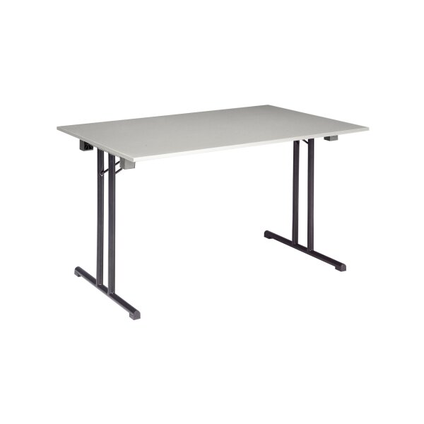 Folding table T Frame 160x80cm Black / HPL / lightgrey - edge 3mm