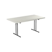 Klapptisch T Bügel 180x80 Schwarz/Melamine/Weiß - Kante 38mm