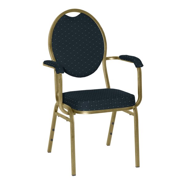 Banquetchair Cholet Armrests gold/blue with dots