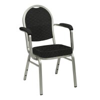 Stacking Chair Banquet BC 2300 Aluminium Varnished, Cloth, In-House Collection with armrests Champagne Black with Dots