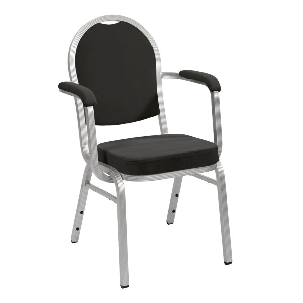 Stacking Chair Banquet BC 2300 Aluminium Varnished, Cloth, In-House Collection with armrests Silver Black