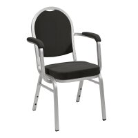 Stacking Chair Banquet BC 2300 Aluminium Varnished, Cloth, In-House Collection with armrests Silver Black
