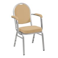 Stacking Chair Banquet BC 2300 Aluminium Varnished, Cloth, In-House Collection with armrests Silver Creme