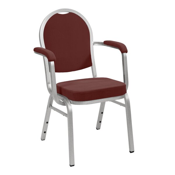 Stacking Chair Banquet BC 2300 Aluminium Varnished, Cloth, In-House Collection with armrests Silver Bordeaux