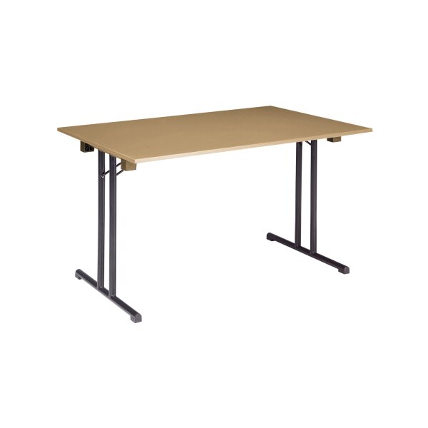 Klapptisch T Bügel slim 140x45 Buche Schwarz 2mm ABS Melamine