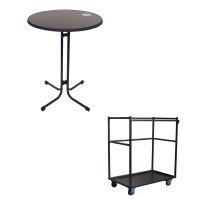 SET partytable Mainz D70cm anthracite/anthracite (5 pieces) and trolley partytable universal small