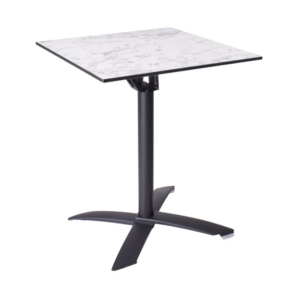 Bistrotisch Elba Kipp (Schwarz) 60 x 60 Compact Weißer Marmor