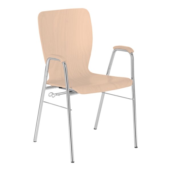 Stacking chair Kiel armrest chrome / beech