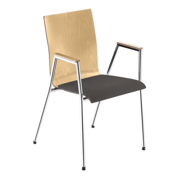 Stacking Chair Helsinki with Seat Cushion and Armrests