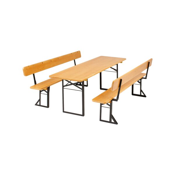 Biertischgarnitur 220x80 Natur Bank mit Lehne