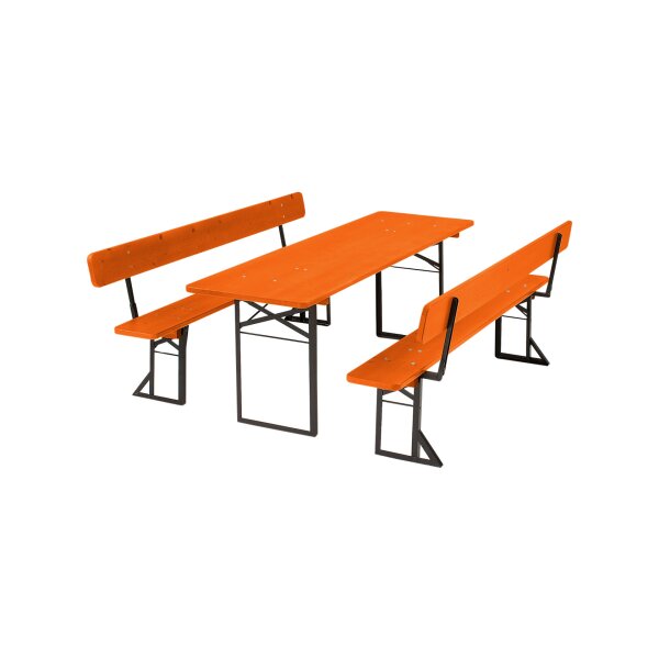 Biertischgarnitur 220x80 Orange Bank mit Lehne