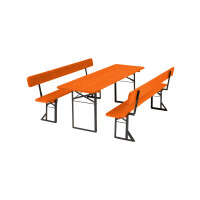 Biertischgarnitur 220x80 Orange Bank mit Lehne