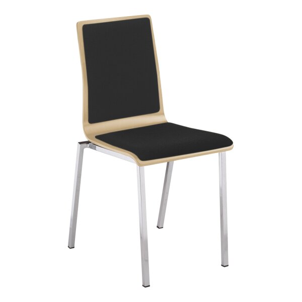 Stacking chair Goeteborg with full upholstery chrome / beech / anthracite