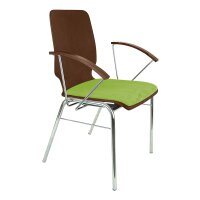 Stacking chair keel armrest with seat cushion chrome / wenge / green