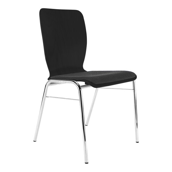 Stacking chair Kiel with seat cushion chrome / black / anthracite