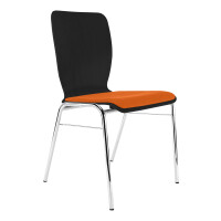 Stapelstuhl Kiel mit Sitzpolster Chrom/Schwarz/Orange
