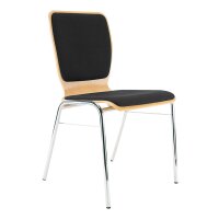 Stacking chair Kiel with fully upholstered chrome / beech / black