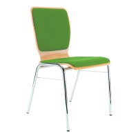Stacking chair Kiel with fully upholstered chrome / beech / green