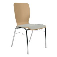 Stapelstuhl Kiel Click mit Sitzpolster Chrom/Buche/Grau