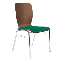 Stacking chair Kiel Click with seat upholstery chrome / walnut / green