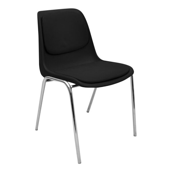 Stacking chair Kopenhagen with full upholstery chrome / black / black