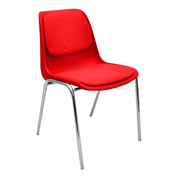 Stacking chair Kopenhagen with full upholstery chrome / red / red