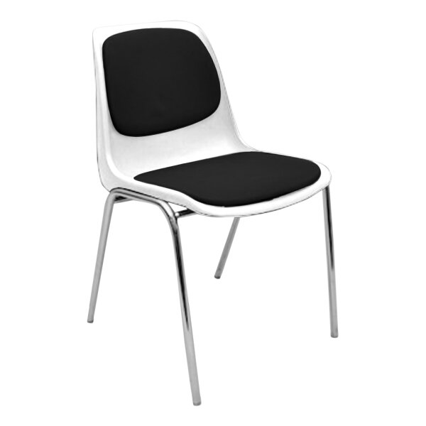 Stacking chair Kopenhagen with full upholstery chrome / white / black