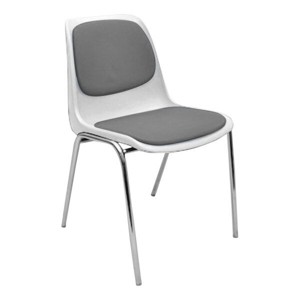 Stacking chair Kopenhagen with full upholstery chrome / white / grey