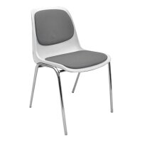 Stacking chair Kopenhagen with full upholstery chrome / white / grey