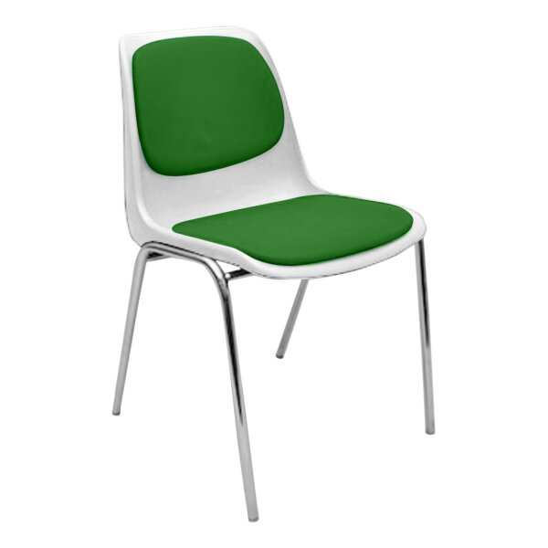 Stacking chair Kopenhagen with full upholstery chrome / white / green