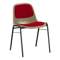 Stacking chair Kopenhagen with full upholstery black / beige / red