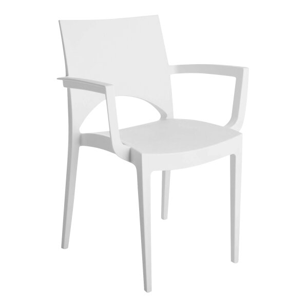 Stacking chair Milan with armrest white